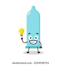 cute creative expression of condom with shiny lamp cartoon character