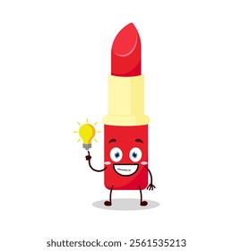 cute creative expression of lipstick cartoon character with shiny lamp
