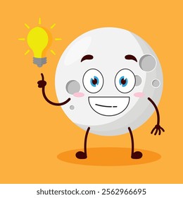 cute creative expression of moon cartoon character with shiny lamp
