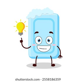 cute creative expression of soap cartoon character with shiny lamp
