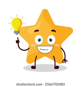 cute creative expression of star cartoon character with shiny lamp