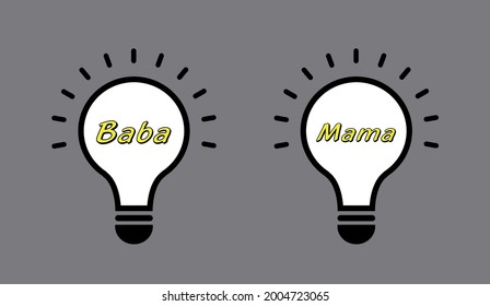 cute creative mama baba lightbulb vector