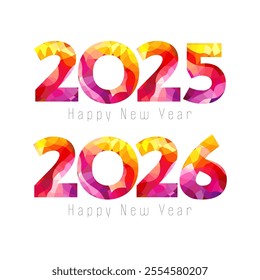 Cute creative red coloured numbers 2025 and 2026. New year set. Holiday concept. Modern texture. Isolated design. Shiny template. Two, five, six, zero or letter O trendy icons. Special offer symbols.