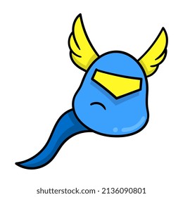 cute creature benish sperm superhero, vector illustration art. doodle icon image kawaii.