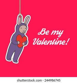 Cute creature card on the rope - decorative design element