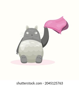 The cute creature says goodbye. Vector illustration in flat style