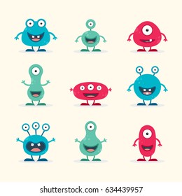 Cute Creature Set - vector illustration 