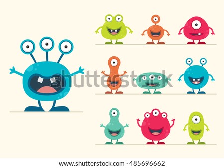 Cute Creature Set - vector illustration
