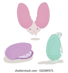 Cute creature shellfish vector