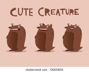 Cute creature vector design with different faces and body parts