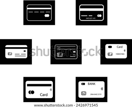 Cute Credit Card with Eyes Vector Icon Set Isolated on White Background