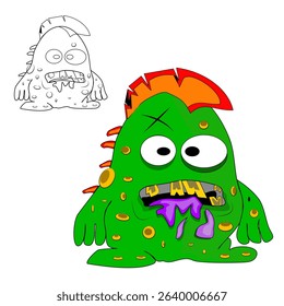 Cute and creepy germ and bacteria character icon set in cartoon style. Perfect for health, medical, kids' education, and hygiene-related content. Colorful, fun, and fully editable vector icons.