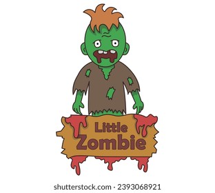 cute and creepy little zomie illustration vector design