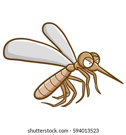 Cute and creepy mosquito flying - vector.