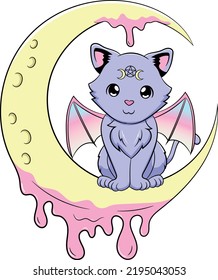 Cute Creepy Pastel Goth Kawaii Cat