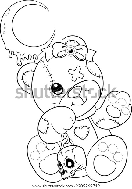 Cute Creepy Pastel Goth Kawaii Teddy Stock Vector (Royalty Free ...