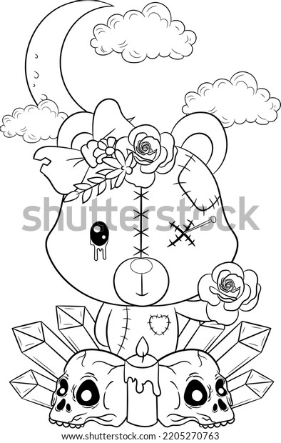 Cute Creepy Pastel Goth Kawaii Teddy Stock Vector (Royalty Free ...