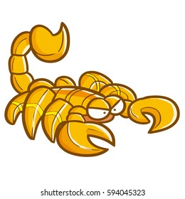 Cute and creepy yellow orange scorpion crawling - vector.