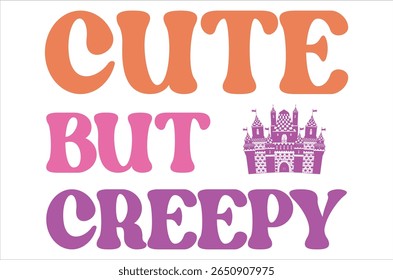 Cute but creepyc, Hippie halloween , halloween  design bundle, Retro halloween , happy vector, pumpkin, witch, spooky, ghost, funny halloween t-shirt quotes Bundle, Cut File Cricut
