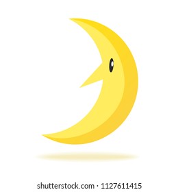 Cute crescent isolated on white background. Half moon. Vector illustration in flat cartoon style. Weather symbol 