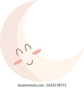 Personagem Lua Crescente Fofo Sorrindo Ilustração Plana