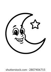 Cute Crescent Moon Coloring