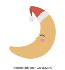 Cute crescent moon vector flat