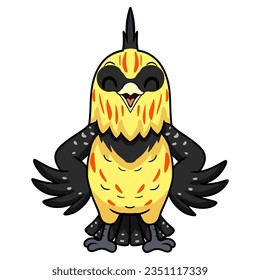 Cute crested barbet bird cartoon