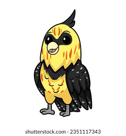 Cute crested barbet bird cartoon