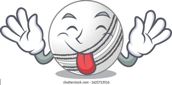 Cute cricket ball cartoon mascot style with Tongue out