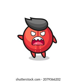 cute cricket ball cartoon in a very angry pose , cute style design for t shirt, sticker, logo element