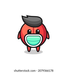 cute cricket ball cartoon wearing a mask , cute style design for t shirt, sticker, logo element