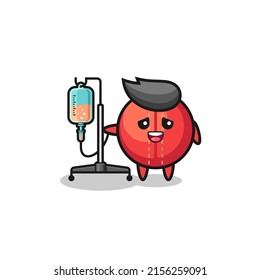 personaje lindo de bola de cricket parado con barra de infusión, diseño lindo