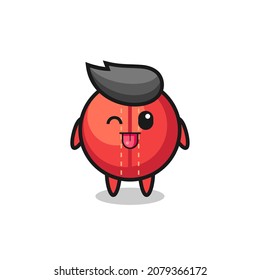 cute cricket ball character in sweet expression while sticking out her tongue , cute style design for t shirt, sticker, logo element