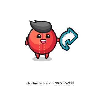 cute cricket ball hold social media share symbol , cute style design for t shirt, sticker, logo element