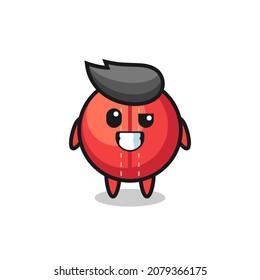 cute cricket ball mascot with an optimistic face , cute style design for t shirt, sticker, logo element