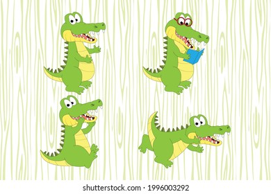 cute crocodile animal cartoon, simple vector illustration