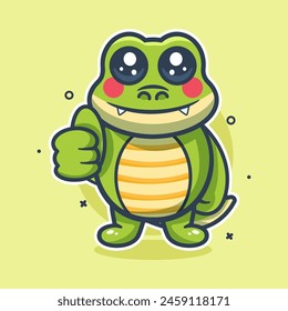 cute crocodile animal character mascot with thumb up hand gesture isolated cartoon