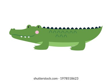 Cute Crocodile Baby Animal, Exotic Tropical Amphibian Animal Vector Illustration