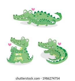  cute crocodile and baby cartoon.