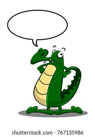 Cute crocodile with ballon speech cartoon vector