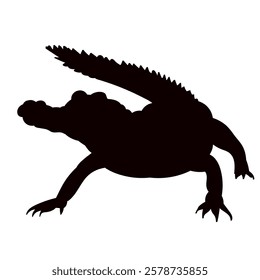 cute crocodile black silhouette vector