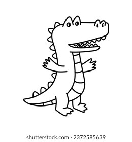 Cute crocodile black and white for coloriing kids. Coloring activities of animal crocodile.