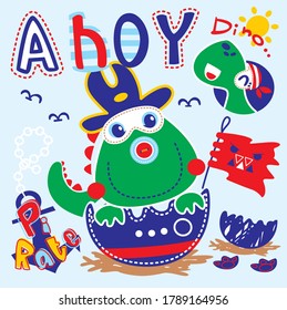 Cute Crocodile Captain Design Vector Illustration.