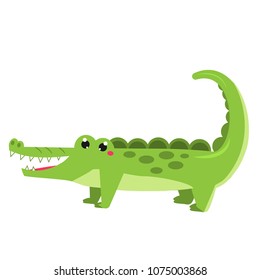 Cute crocodile. Cartoon african animal. Kawaii style. Isolated vector illustration