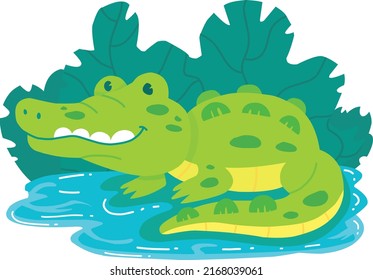 Cute crocodile cartoon animal alphabet mascot with background