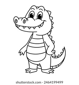 Cute crocodile cartoon coloring page illustration vector. For kids coloring book