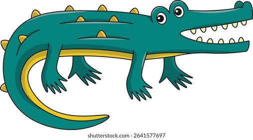 Cute crocodile cartoon. Flat vector illustration. Wild life animals. Cute animal on white background