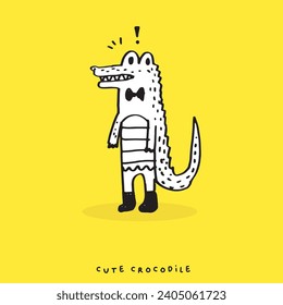 Cute crocodile cartoon, Hand drawing doodle cute crocodile, cute animal ,alligator 