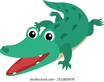 Cute crocodile cartoon illustration on white background